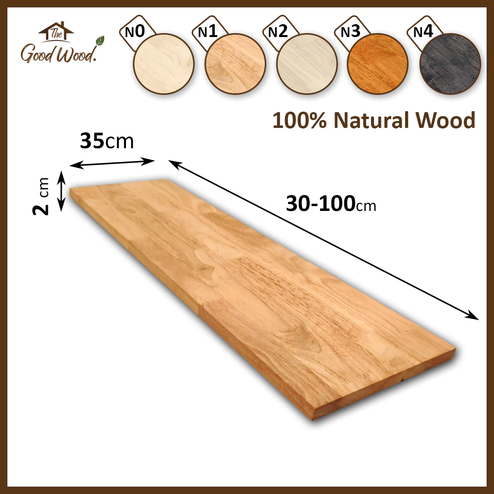 (จัดส่ง 1-2 วัน) ชั้นวางของ ไม้ยางพารา หนา 20mm. กว้าง 35cm x ยาว 30-100cm ACต่อฟันปลา วางหนังสือ