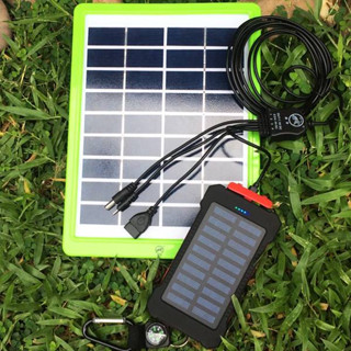 แผงโซล่าเซลล์ พร้อมแบตสำรอง พลังงานแสงอาทิตย์ Solar panel tiger world M5P18 + Solar power bank 20000mAh