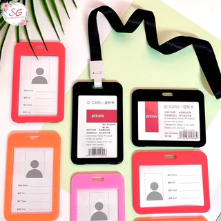 (M605)ที่ใส่บัตรPPแบบเปิดช่อง สายสุ่มสี สายคล้องคอ กรอบใส่บัตร ป้ายชื่อ ซองใส่บัตร ที่ใส่บัตรพนักงาน