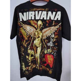 NIRVANA BOOTLEG OVERPRINT เสื้อวง เสื้อวงดนตรี เสื้อวงร็อค เสื้อลายปีกนางฟ้าลายม้าน้ำ ลายเด็กว่ายน้ำ เนอวานา