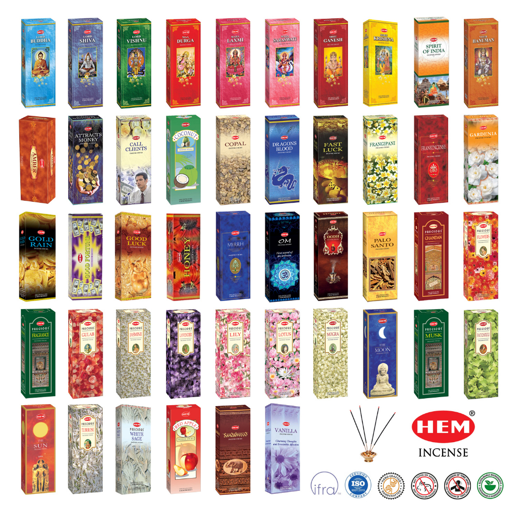 HEM ธูปหอม เกรดพรีเมี่ยม จากประเทศอินเดีย 51 กลิ่น มงคล และหอมมาก ขนาดกล่องใหญ่ Incense Sticks