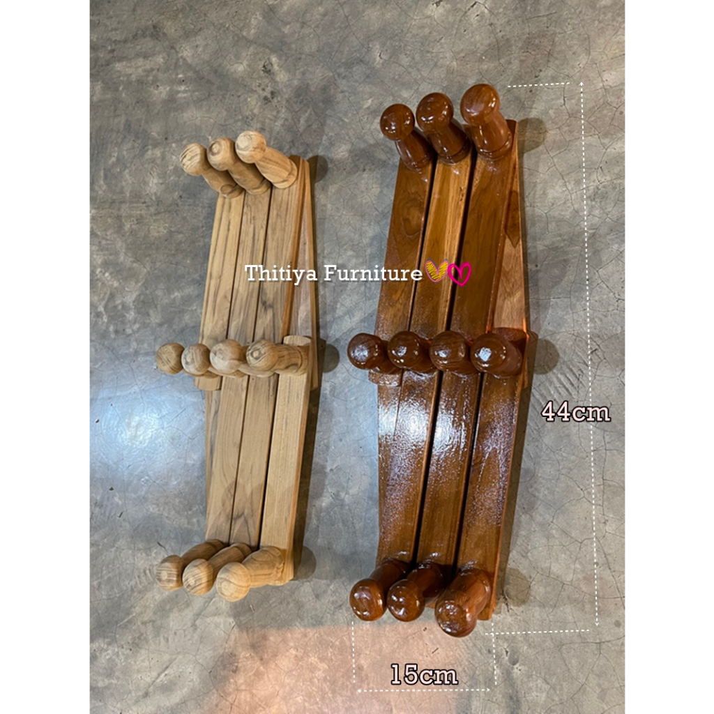 ตะขอแขวนผ้า ไม้สักแท้ พร้อมส่ง ราวแขวนติดผนัง ยืดหดได้ ราวแขวนไม้ ไม้แขวนเสื้อ แขวนหมวก แขวนกระเป๋า ราคา ถูกที่สุด ดีลบีเคเค แกลเลอรีภาพที่ 2