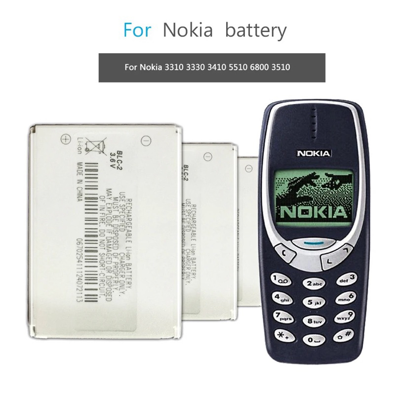 แบตเตอรี่โทรศัพท์สำหรับ Nokia 3310 3330 3410 3510 5510 3530 3335 3686 3685 3589 3315 3350 3510 6650 6800 BLC-2 800MAh