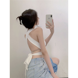 Sugar🌈พร้อมส่ง🌈บราผูกคอ เกาะอกผูกคอ โชว์หลังเซ็กซี่ ดีเทลลูกเล่นเป็นโซ่(1180)