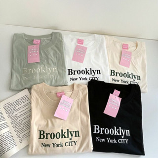 เสื้อโอเวอร์ไซส์ เสื้อปัก Brooklyn New York CITY เสื้อยืด ผ้าคอนตอนแท้ ตัดเย็บในไทย