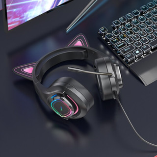 มาใหม่ หูฟังเกมมิ่งมีไมค์ มีไฟ LED HOCO W107 Luminous Gaming Wired Headphone With Mic ของแท้