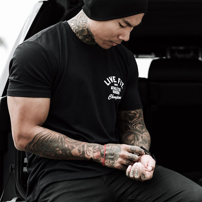 เสื้อแขนสั้น LVFT #3 / Gym Fashion ผ้าคอตตอน ใส่ออกกำลังกาย ไม่อมเหงื่อ ผ้านิ่มใส่สบาย ระบายอากาศได้
