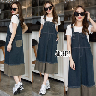 🌈🌿🌸🌺💙🇰🇷 Jeans BiB 2Tone Long Skirt