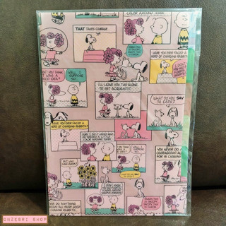 แฟ้ม A4 Snoopy Comics สีชมพูเขียว แยกใส่เอกสารได้ 5 ช่อง