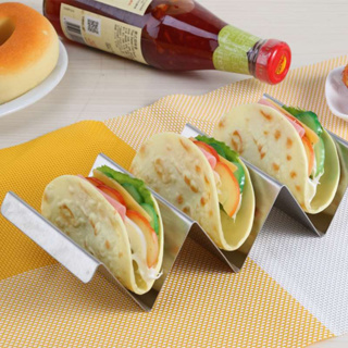 Just Kitchen 4Pcs Taco Holders W‑Shape Stainless Steel Pancakes Stand Tool for Restaurant Dining Room