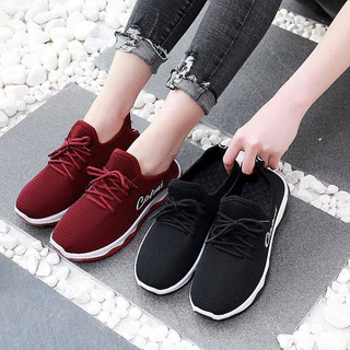 (S-1068) ส่งเร็ว พร้อมส่งในไทย สีดำ/แดง 🚚รองเท้าผ้าใบ CAPNT แฟชั่น สลิปออน