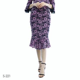 MIKIKO Skirt MI-S221 ลูกไม้ไวโอเล็ต แบบยาว IGPU22-10