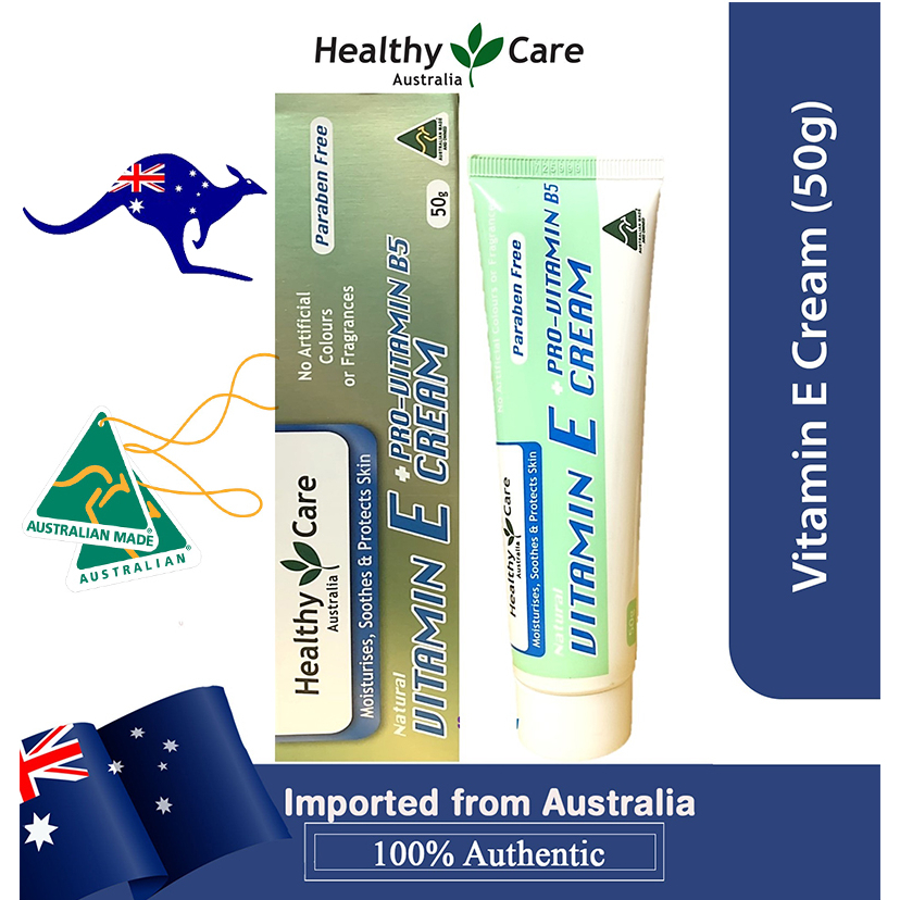 Healthy Care Vitamin E + Pro Vitamin B5 Cream 50g วิตามินอีครีม ผสม โปรวิตามินบี 5 ช่วยลดรอยคล้ำ รอยแผลเป็นจางลง 50 กรัม ราคาถูก Shopee Lazada