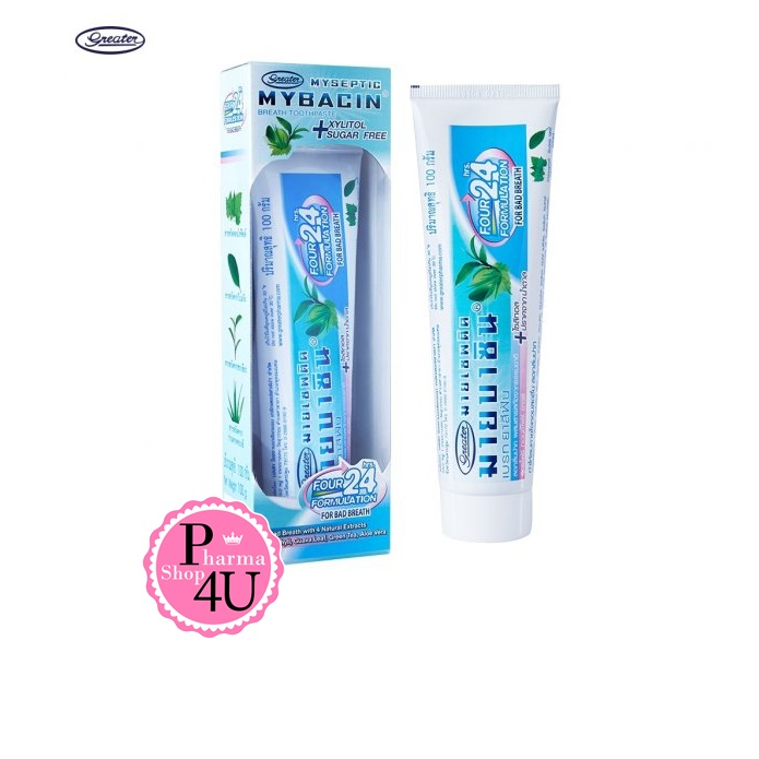 MyBacin Breath Toothpaste ยาสีฟันสูตรเบรท มายเซพติค มายบาซิน ยาสีฟัน สูตรฟ้าทะลายโจร 100 ก.