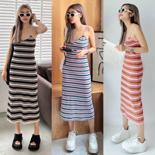 Yunaka เดรสสายเดี่ยวไหมพรหม อก 28-36” ( ยืดได้อีก) Knit Maxi dress เอว 24-36” (ยืดได้อีก)