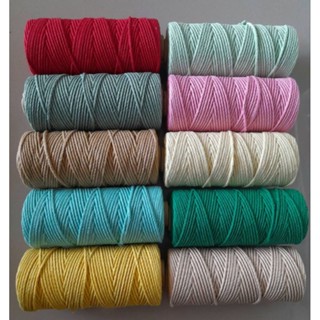 เชือกคอตตอนทอ  3มม/4มม.100ม.200-300ก.cotton cord.Yazn&amp;Made สำหรับถัก งานDIY