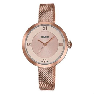 CASIO นาฬิกาข้อมือผู้หญิง สายสแตนเลส โรสโกล รุ่น LTP-E154MR,LTP-E154MR-9A,LTP-E154MR-9ADF