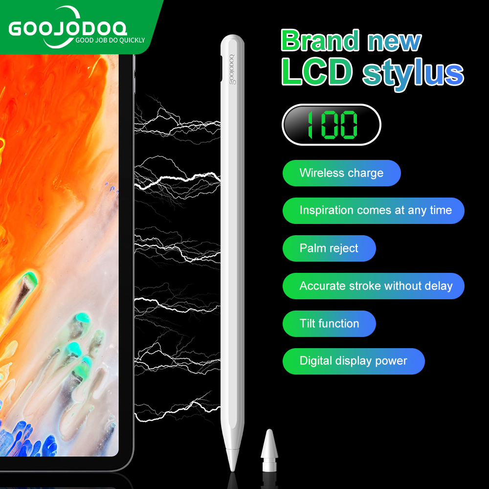 GOOJODOQ ปากกาไอแพด Stylus Pencil for iPad Wireless Charging Stylus Pen with Palm Rejection Power Display Pencil