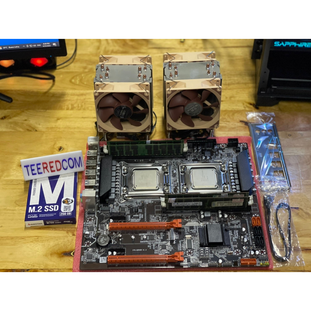 CPU DUAL 40เทรด +MB+RAMเมนบอร์ด X79Dual พร้อม CPU Intel Xeon E5-2690V2 X2 20C/40T RAM ECC พร้อมซิ้งค