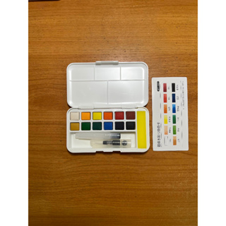 สีน้ำก้อนแบบพกพา+พู่กันแท็งค์ 12 สี - 12 Solid Water Colors Art Supplies