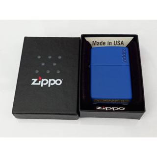 Zippo 229ZL Royal Blue Matte with Zippo Logo  สีน้ำเงินเข้ม เมทาลิค  ลายโลโก้ที่ฝา ของใหม่ไม่ผ่านการใช้งาน