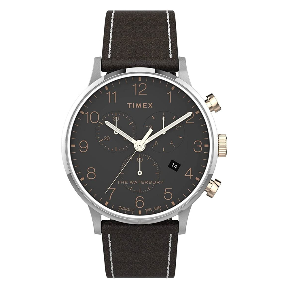 TIMEX TW2T71500 Waterbury Classic Chronograph นาฬิกาข้อมือผู้ชาย สีดำ หน้าปัด 40 มม.
