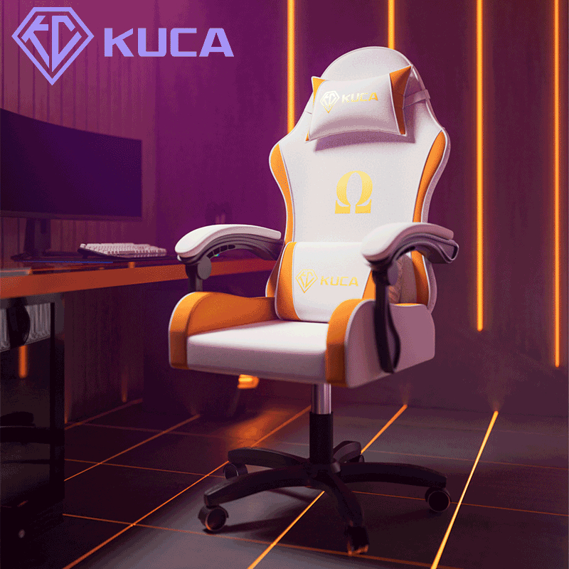 ผ่อนชำระ KUCA เก้าอี้เล่นเกม ผ้าเทคโนโลยี เก้าอี้เกมมิ่ง ปรับความสูงได้ ที่รองขา+ขาไนล่อน Gaming Chair รับประกัน 5 ป
