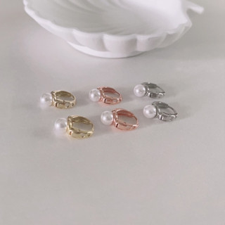 090-littlegirl gifts-Pearl Ear clip s925 ต่างหูห่วงขนาด10mmประดับมุก