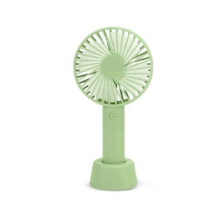 พัดลมมือถือ แบบพกพา พร้อมขาตั้ง สายชาร์จUSB (สีเขียว)