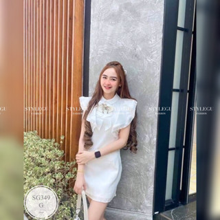 ES349  Dress น่ารัก​ ดูดี​ มีราคา​ ลุคคุณหนูมากๆ​ ใส่ได้ทุกโอกาสเลยนะคะ​ งานพรีเมี่ยม​ ผ้าลูกไม้อย่างดี​ มีซับในทั้งตัว​