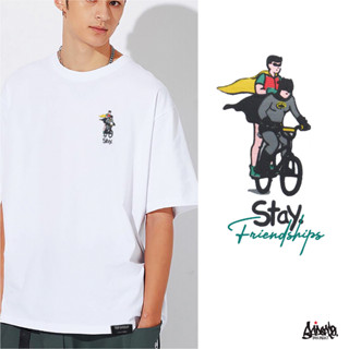 Just say Bad ® เสื้อ Oversize Long รุ่น Bicycle Hero (สกรีนนูน) สีขาว M L / OLS