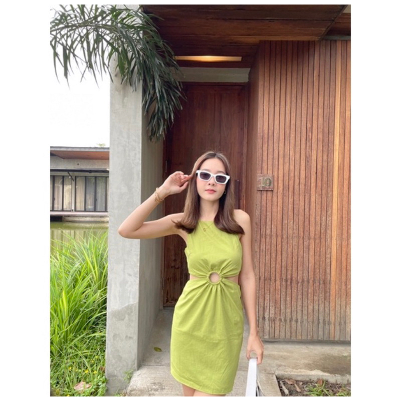 tata dress มินิเดรสสีเขียว ร้านในig pumpkins_collection