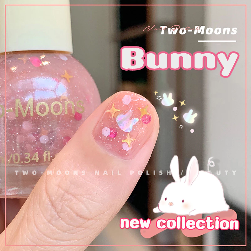 🌈ส่งจากไทย Two moons แบบมีกลิตเตอร์ สีทาเล็บกึ่งเจลสไตล์เกาหลี ทาเองได้ ไม่ต้องใช้เครื่องอบ สีสวยเหมือนไปทำที่ร้าน 💅🏻