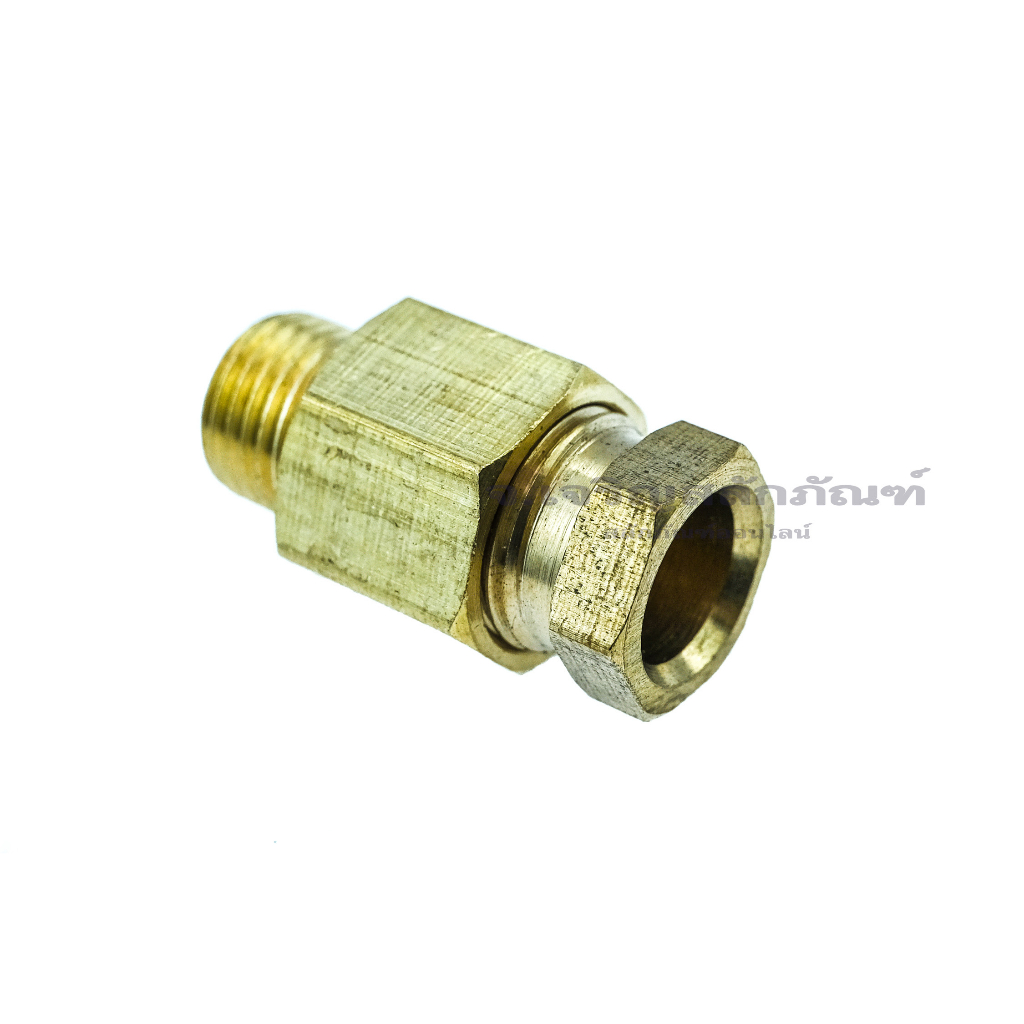 ข้อต่อตรงทองเหลืองเกลียวนอกxตาไก่เสียบสาย 8 mm. Tube Compression Fitting x Pipe Thread (Male), Brass