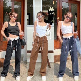 Layered pants🤍(SML 430฿ฟรีส่ง) สวยพีคมากค่ะรุ่นนี้!! กางเกงแต่งขอบเอวสีขาว ดีเทลสุดปัง ใส่แบบพับเอวหรือไม่พับก็ได้ vibe