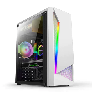 EVESKY Lingguang กรณีคอมพิวเตอร์เดสก์ทอปกรณีเต็มด้าน, RGB Dazzle แถบแสงสีเกมน้ำเย็นสนับสนุน ATX กรณีคอมพิวเตอร์เกมกระดาน