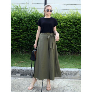 MIKI PANTS(L009)กางเกงกระโปรงผ้าลินินสวยๆ