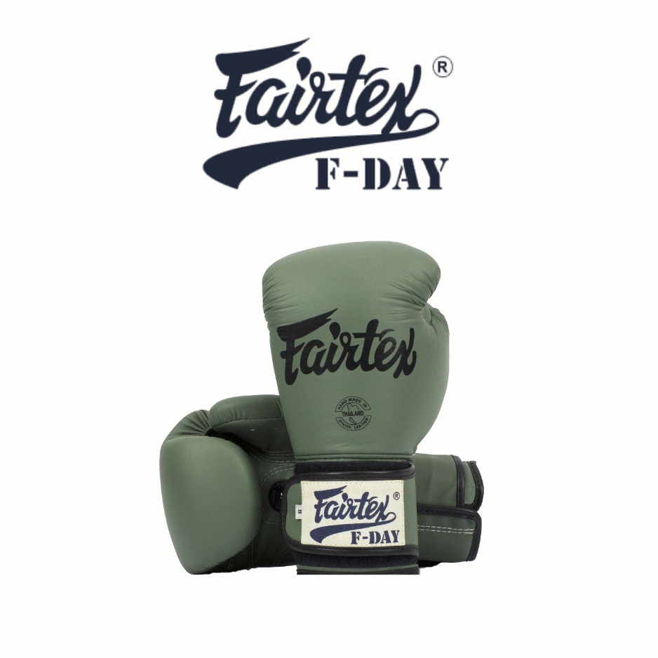 นวมชกมวย แฟร์เทกซ์ Fairtex Boxing Gloves - BGV11 F-Day Military Green Limited Edition+สร้อยFairtex+ก