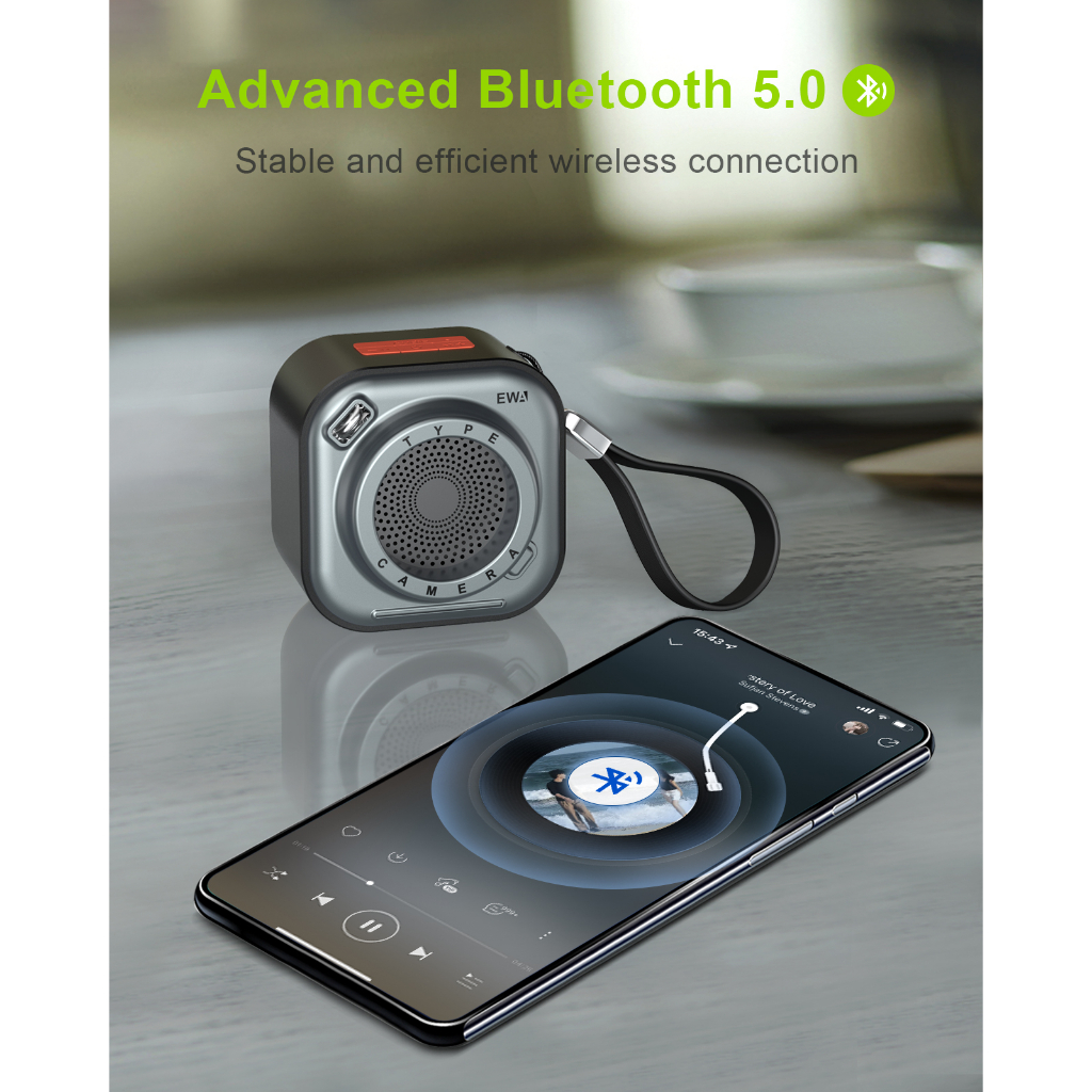 EWA A110ลำโพงบลูทูธ ลำโพงบลูทูธไร้สาย 5W แบบพกพา ฟังก์ชั่นไฟฉาย สำหรับการเดินทาง、ที่บ้าน、งานปาร์ตี้