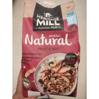 Heritage Mill Fruit&amp;Nut Museli 750g.อาหารเช้าข้าวโอ๊ต ผสม ลูกเกด องุ่น แอปเปิ้ล 750 กรัม.