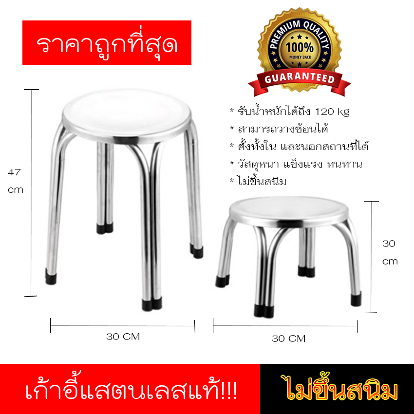 เก้าอี้สเเตนเลสทรงกลม 4ขา