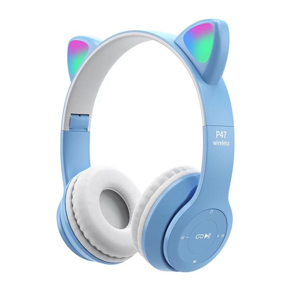 รุ่น P47M หูฟังมาใหม่ ไฟLed เป็นหูแมวบลูทู ธ 5.0 หูฟังแมวสนับสนุน Tf การ์ด