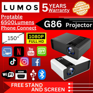 รับประกัน 5 ปี 6000 lumens G86 Projector FULL HD 1080P Android Mini Projector WIFI LCD Led A80 Protable Projector