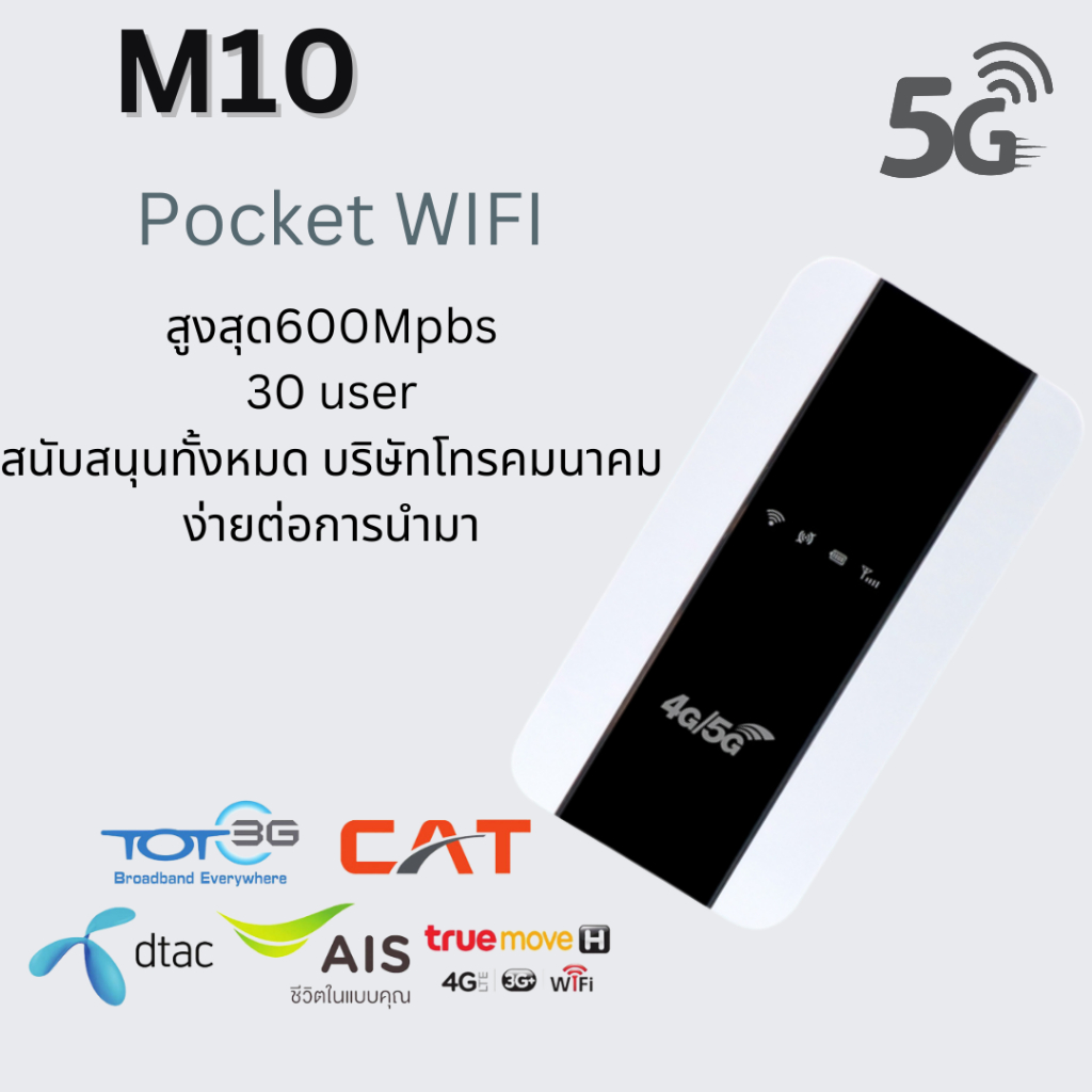 🔥พร้อมสต็อก🔥 ดัดแปลงใหม่ Zte M10 4G/5G 300Mbps โมเด็มพกพา Mini Wifi Plug-And-Play Ultra-Thin UMSZ