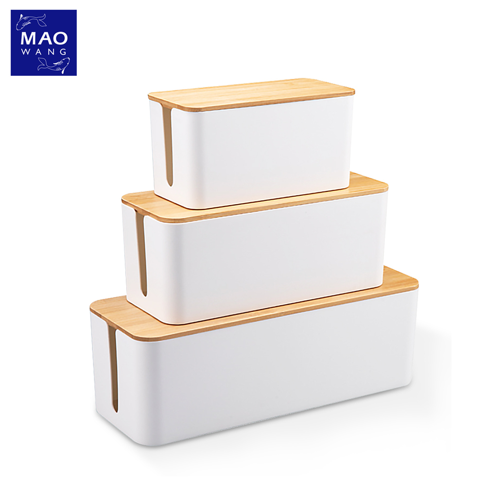 MAO กล่องพลาสติกเก็บสายไฟ พร้อมฝาปิด กันฝุ่น ที่เก็บสายไฟ  จัดระเบียบบ้าน