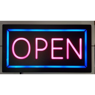 ป้ายไฟอะคริลิคกันน้ำ Open ชมพู