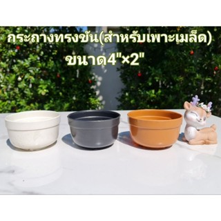 กระถางกลมทรงขัน กระถางเพาะเมล็ด ขนาด4"×2"