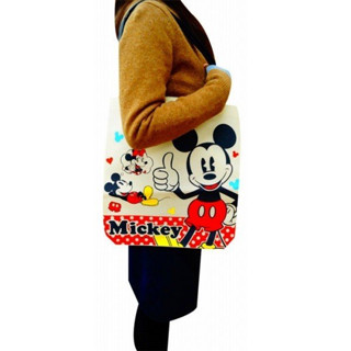 กระเป๋า Mickey Mouse &amp; Minnie Mouse Shopping bag มิกกี้เม้าส์ มินนี่เม้าส์ของแท้จากญี่ปุ่น ขนาด 38x 35 cm (ไม่รวมหูหิ้ว)