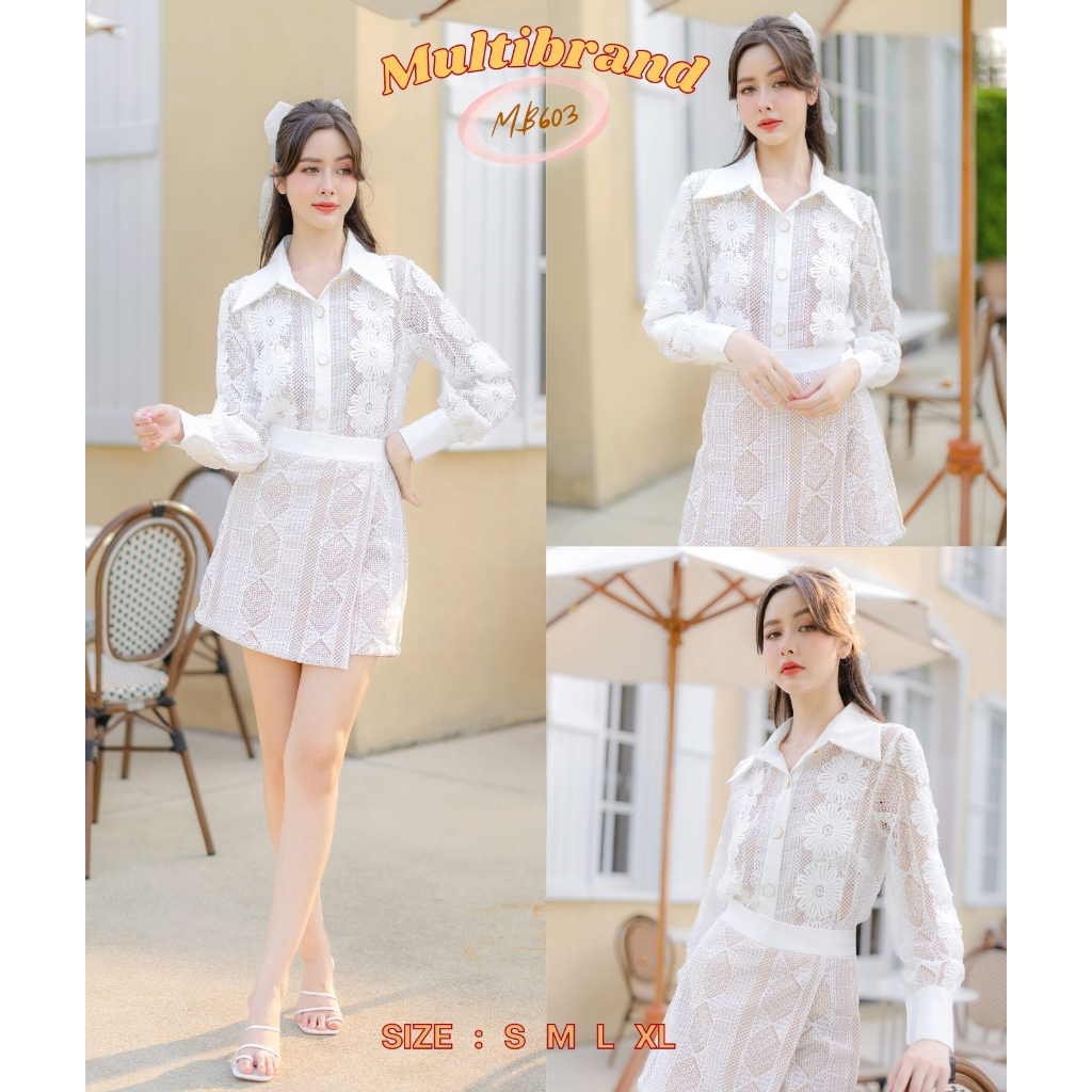 Fairyangelstore - เซ็ทลูกไม้กางเกงกระโปรงติดดอก (MB603)