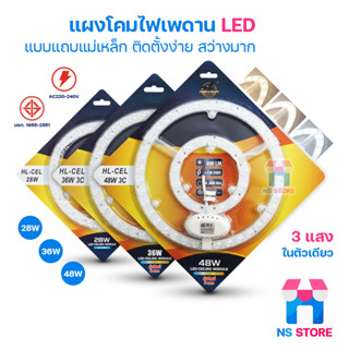 หลอดไฟโคมเพดาน แผงไฟ LED สำหรับโคมซาลาเปา แถบแม่เหล็ก แสงสีขาว แสง 3 สีในตัวเดียว 28W/36W/48W รุ่น HL-CELL มีมอก.